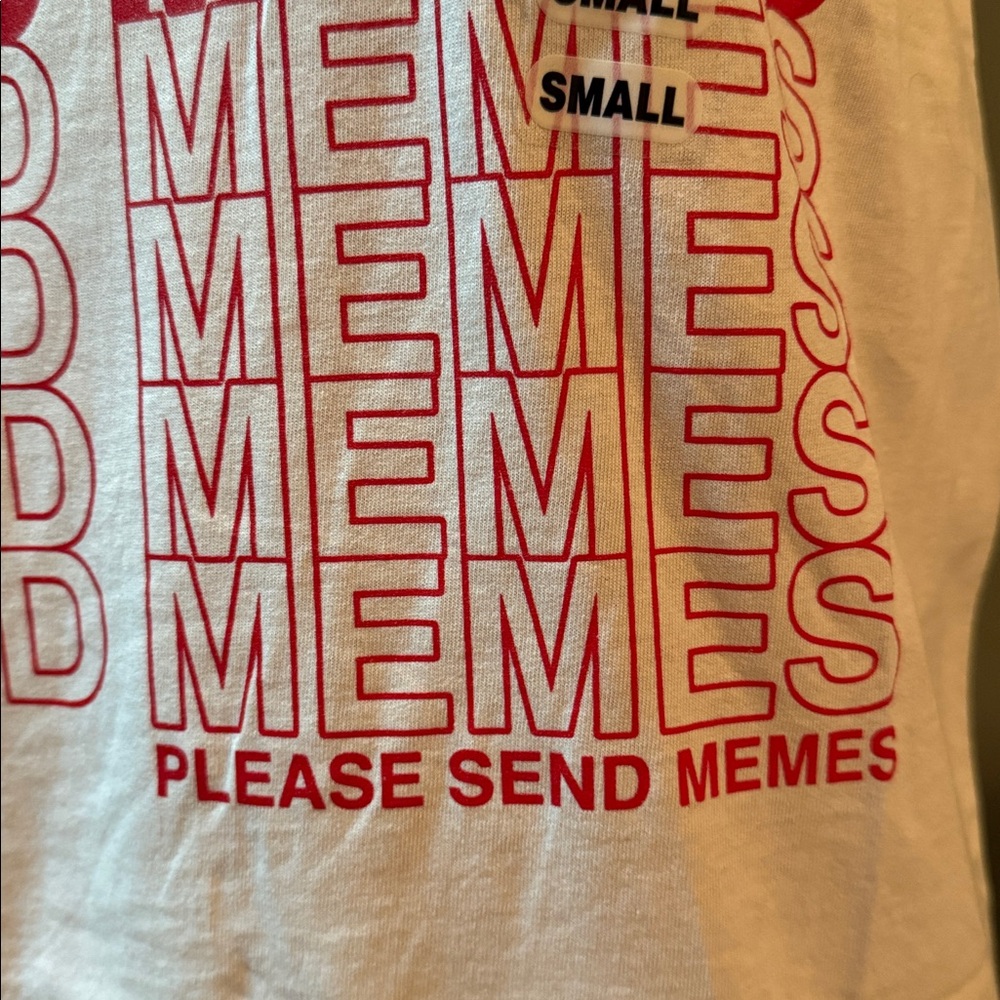 Send Memes Fruit of the Loom White T-Shirt. Size small. NWT. - Picture 4 of 10